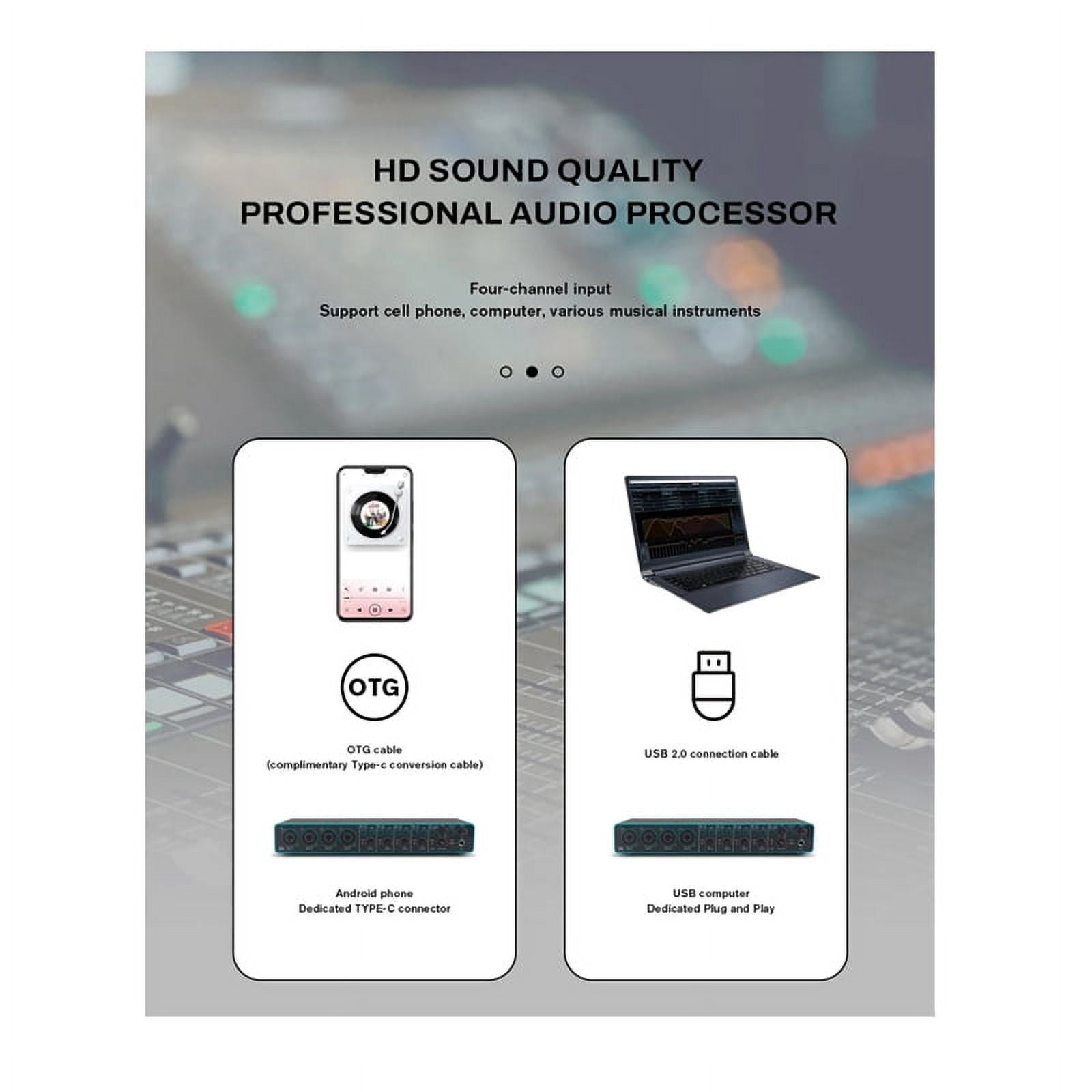 Audio Interface Sound Card Professional Usb Interface Studio Recording with Mic Preamplifier for Musical Instrument