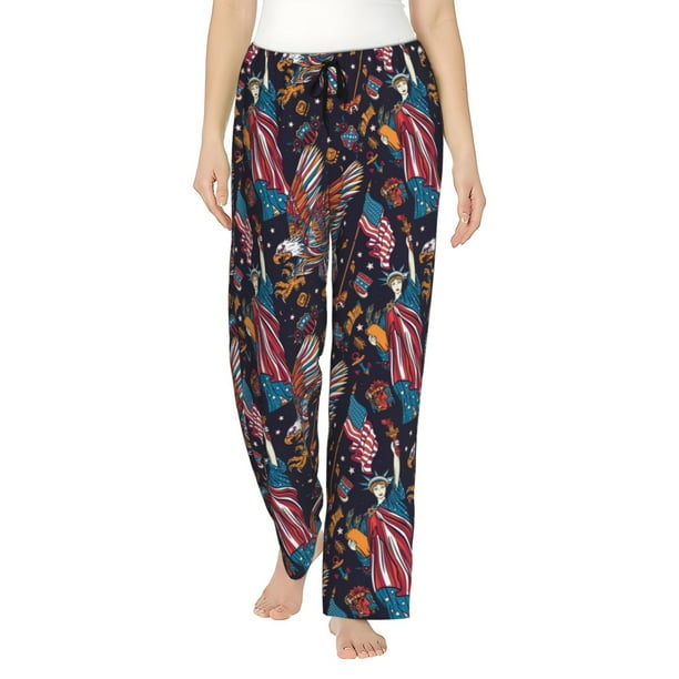 Fotbe United States Of America Pantalones de Pijama para Mujer, Pantalones de Dormir, Pantalones Pj con Cordón y Bolsillos-Large