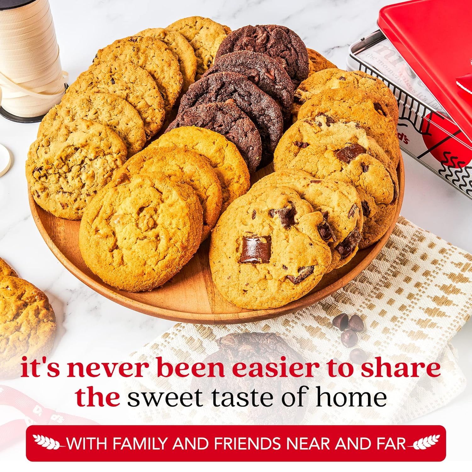 David's Cookies 2lbs Assorted Flavors Fresh Baked Cookies Gift Tin - Delectable Handmade and Gourmet Cookies - All Natural and No Added Preservatives Cookie Gift Basket - Great Gift For All Occasions