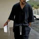 thumbnail image 2 of Camisas de Manga Corta de los Hombres con Cuello en V Set de Blusa, Poliéster Ligero para el Hogar, Diario Y Próximo Verano de Primavera, 2 of 6