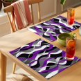 thumbnail image 4 of Purple Stripe Placemats Set of 12 Black Grey White Gradient Striped Geometric Place Mats Indoor Wipeable Table Mats Washable Dining Table Placemats for Kitchen Holiday Party Home Decor 13x19 Inch, 4 of 9
