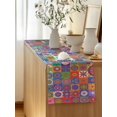 thumbnail image 5 of Table Runner 72 Inches Long for Kitchen Dining, Colorful Ethnic Dresser Scarf Farmhouse, Dining Table Decorations for Wedding/Parties, Modern Abstract National Geometric Purple 13 x 72 In, 5 of 8
