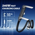 thumbnail image 2 of 240W Invisible Phone Charger Cable Stand Fast Charging Braided Built-in Kickstand 2In1 Folding Foldable Sideways Flat Universal USB-C C to C for iPhone Android Charging Station Hub, 4.9FT, 2 of 8