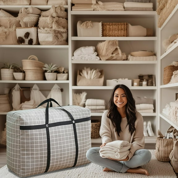 JingChun Heavy Duty Extra Large Moving Bags with Handles & Zippers, Storage Totes for Space Saving, Perfect Organization System