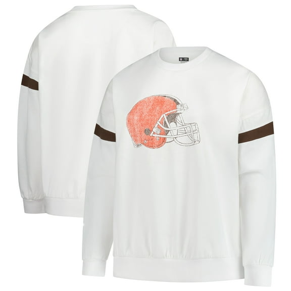 Women's-Fanatics White Cleveland Browns Plus Size Fleece Pullover Sweatshirt