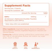 Clear Formulas Bioactive SAM-e Supplement Capsules 400 mg, Liver, Joint & Mood Support, 170 Count