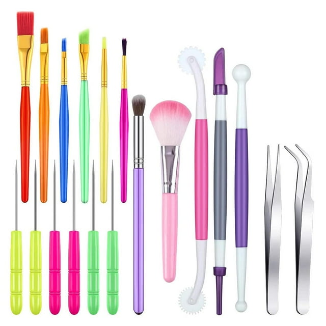 Ensemble d'Outils de Décoration de Gâteaux 19 Pcs Pinceaux à Biscuits en Sucre