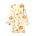 thumbnail image 4 of CUZIBR Baby Girls Halloween Nightgown Long Sleeve Ruffles Crew Neck Sleepwear Flower Pumpkin Ghost Graphic Lightweight Loungewear Cozy Casual Daily Homewear,Light Yellow,9-10 Years, 4 of 5