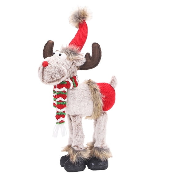 Christmas Doll Cute Retractable Deer Window Props Decoration for Home Indoor Holiday Decor C