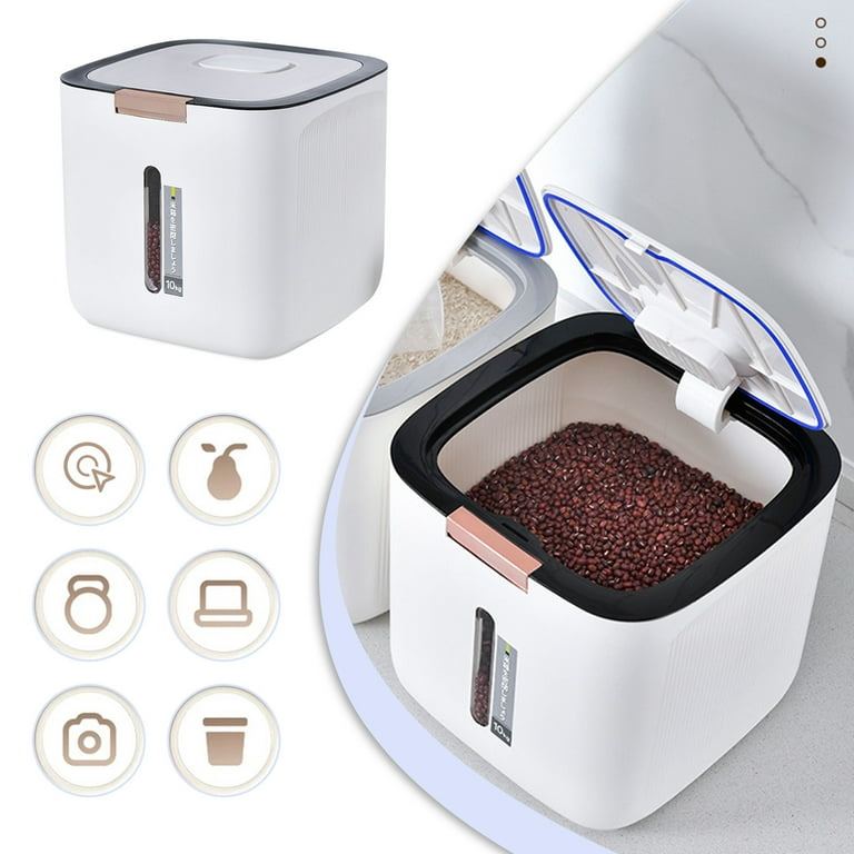 Airtight Rice Dispenser Cover Rice Bucket For Cereal Grain Flour Rice Beans  Pet Food Countertoplarge Rice Storage Container With Lid, Proof Househol