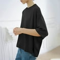 thumbnail image 2 of POIUYTR Women's Summer Batwing Dolman Tops Short Sleeve Crew Neck Loose Solid Tunic Shirt Blouse Side Split Pullover Tops, 2 of 5
