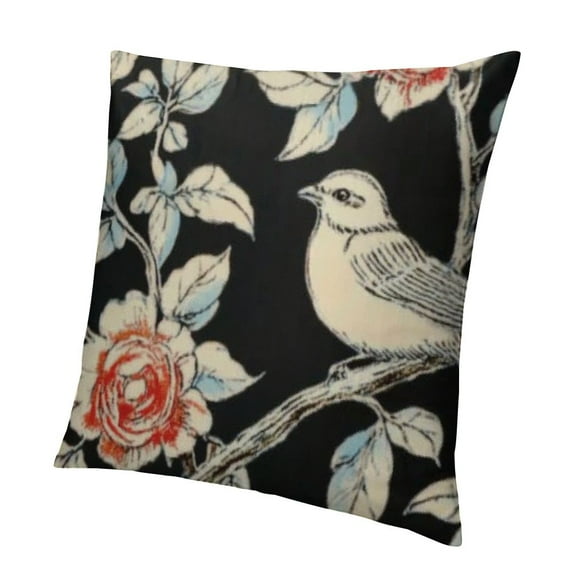 Black Toile Floral Grand Millenial Vintage Cottage Outdoor Decorations Decorative Throw Pillows