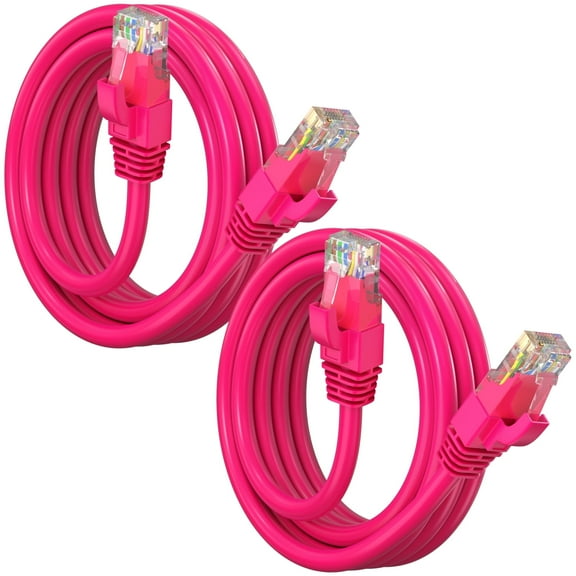 Maximm Cat6 Ethernet Cable 2-Pack 40 ft – CCA LAN Network Patch Cords, RJ45, Pink