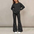 thumbnail image 2 of Zpanxa Girls Fall Outfits Solid Color Long Sleeve Crew Neck Top and Flared Pants Two Piece Set, 2 of 6