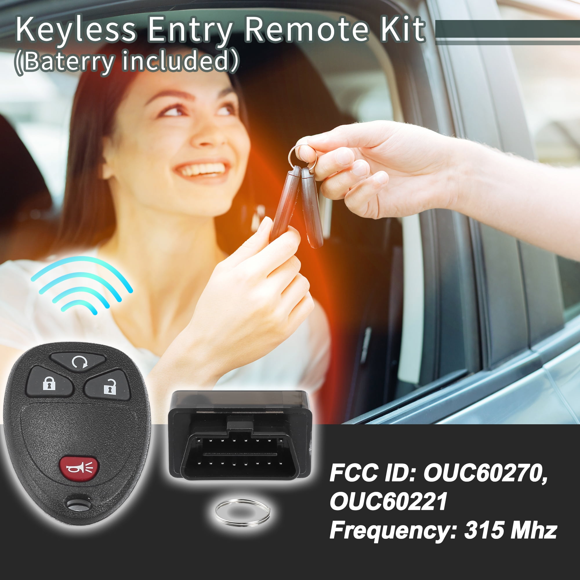 Unique Bargains 1 Set OUC60270 315Mhz OBD2 Key Programmer Tool with Keyless Entry Remote Key Fob for GMC 4 Button