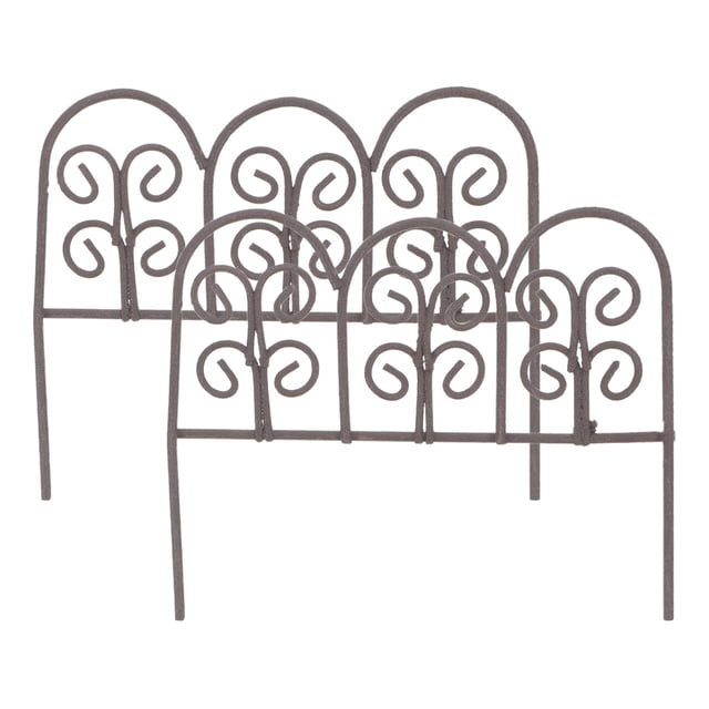 OULII 2Pcs Miniature Fence Iron Retro Decorative Garden Barrier for Hobbyists Micro Landscape Decor Coffee Shop