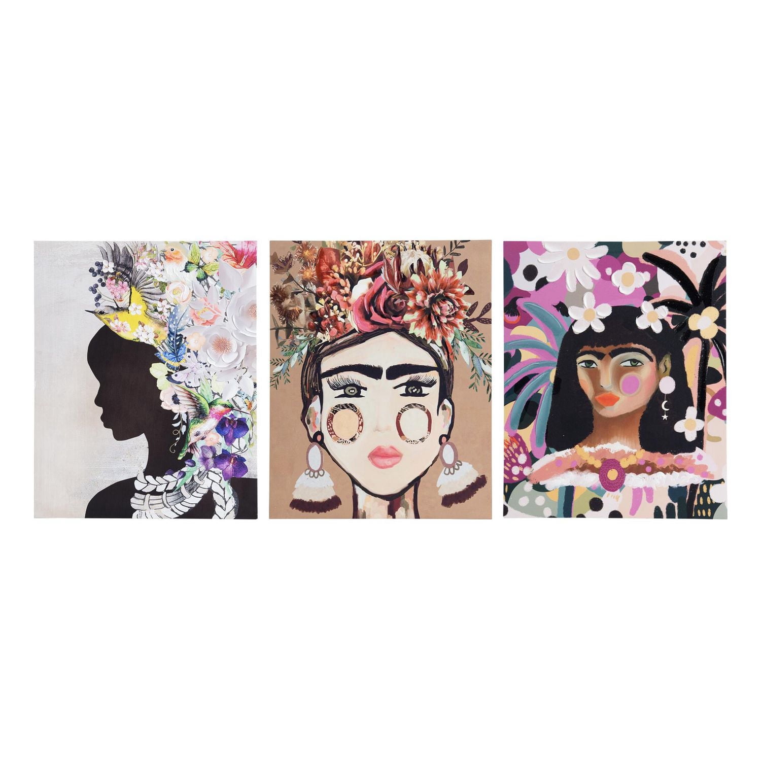 hometrends Natural Woman Embellished Canvas Art Print
