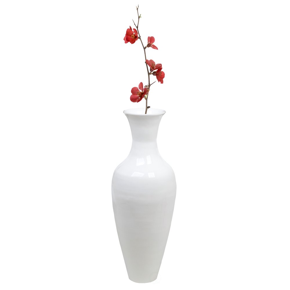 37 Inch White Modern Bamboo Tall Floor Vase