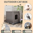 thumbnail image 3 of Cat Litter Box Enclosure, Hidden Litter Box with Openable Front Door, Outdoor Cat House Weatherproof, Side Table, Easy to Clean and Assembly, Dark Gray, 3 of 6