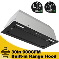 Range Hood Insert 30 Inch 800 CFM, Built-in Vent Hood Black Glass Gesture & Touch Control Kitchen Exhaust Fan, Mesh Filters Recirculating Stove Hood Dual LED Lights Ducted/Ductless Convertible