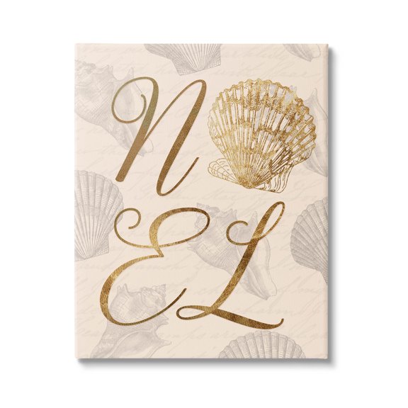 Noel Holiday Seashell Detail Holiday Graphic Art Gallery Wrapped Canvas Print Wall Art