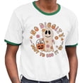 thumbnail image 2 of Bag it up Halloween Ringer Tee Shirt Unisex Large White/Kelly Green, 2 of 5