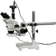 AmScope 3.5X-90X Trinocular LED Boom Stand Stereo Microscope + 5MP Camera New