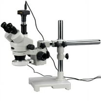 AmScope 3.5X-90X Trinocular LED Boom Stand Stereo Microscope 8MP Camera New