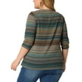thumbnail image 4 of Agnes Orinda Plus Size Tops for Women 3/4 Sleeve Knit Striped Dressy Casual Blouse Asymmetric Neck Fashion t Shirt 4X Lake Blue, 4 of 7