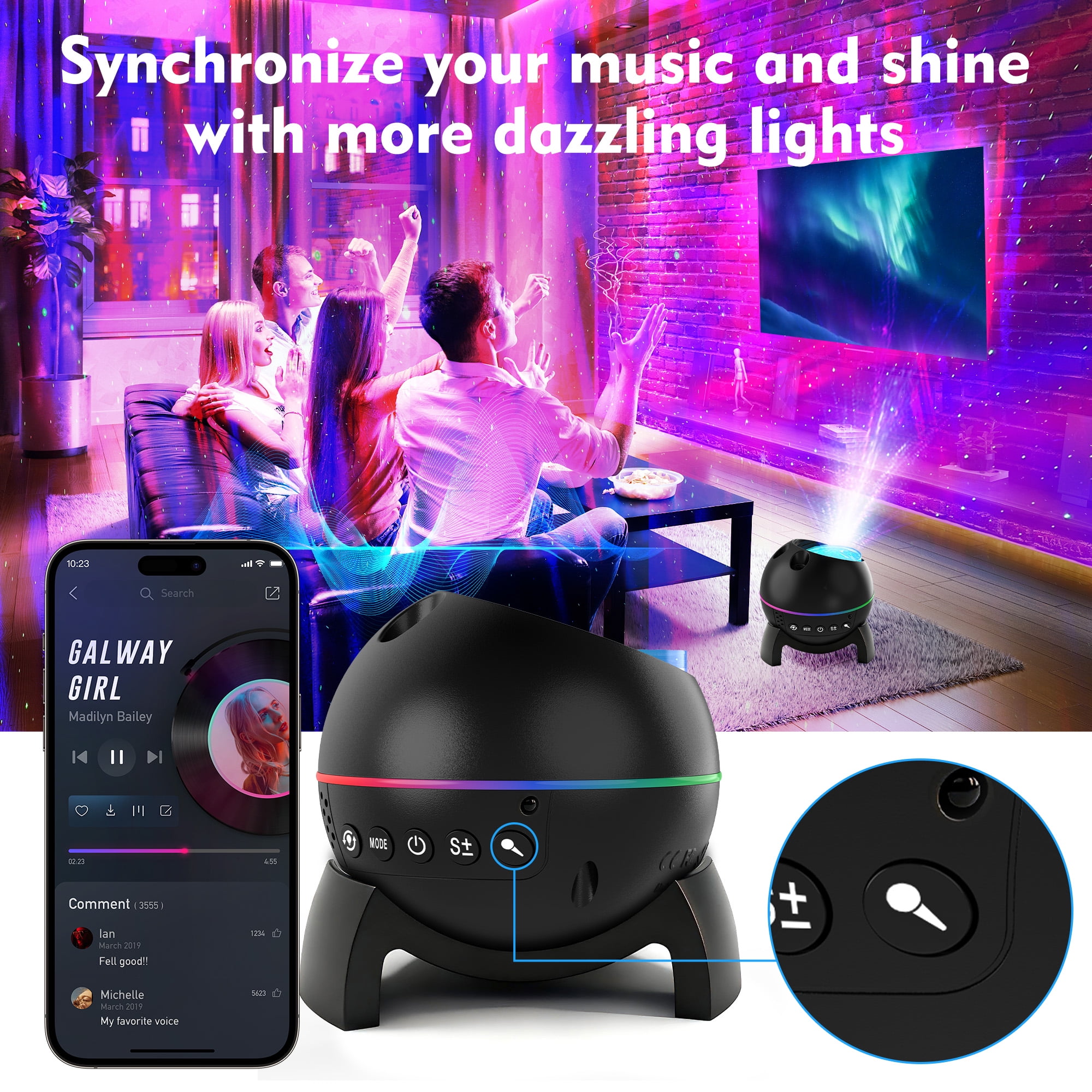 DAYBETTER Moon Star Galaxy Projector, Color Changing Ceiling Lamp,Gifts Girls Night Lights