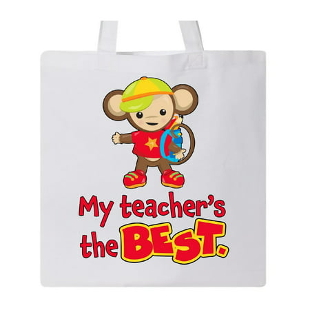 My Teacher's the Best cute monkey Tote Bag White One (Best Totes For Teachers)