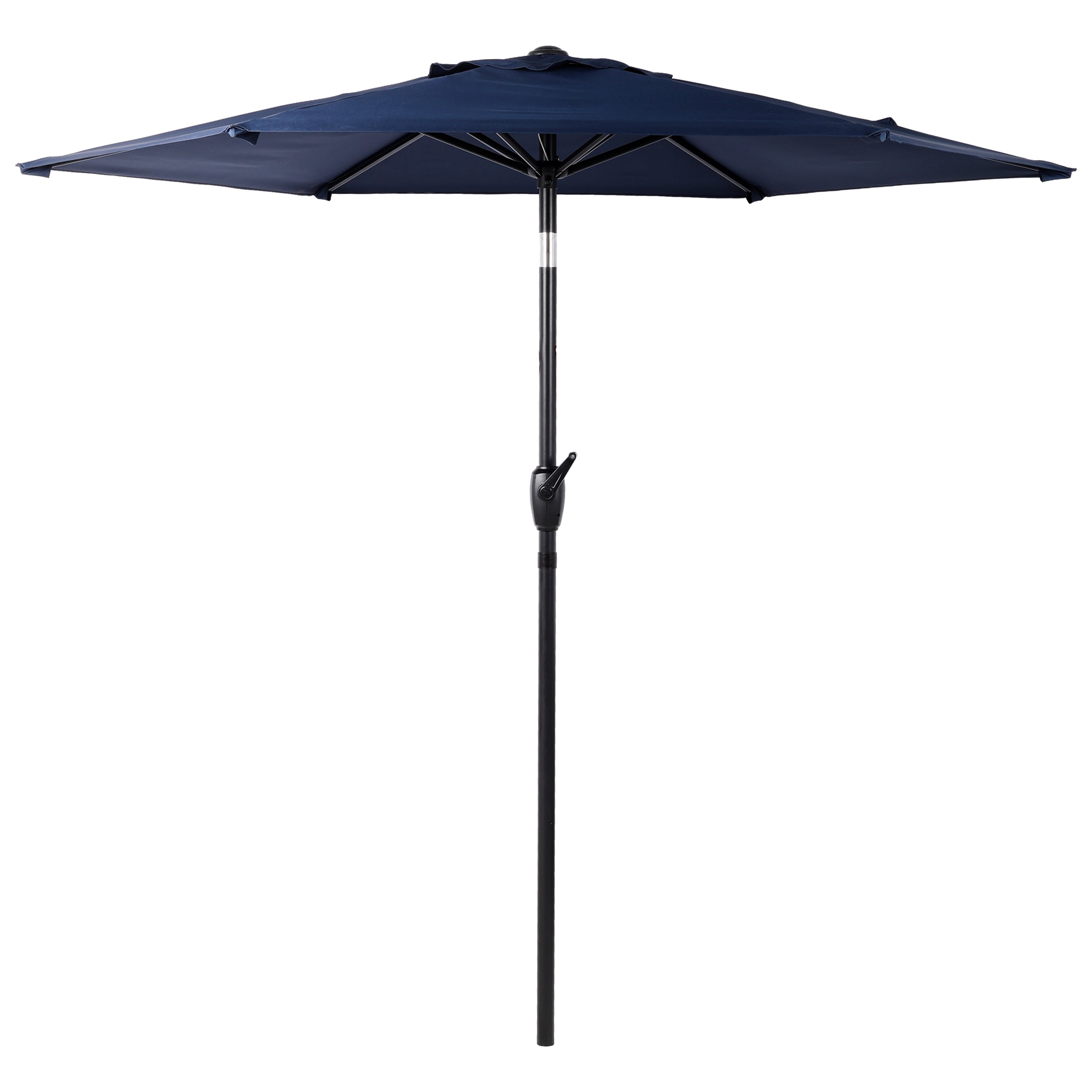 10FT Blue Outdoor Market Patio Umbrella with Crank & Push Button 45° Tilt, 6-Rib Iron Pole PA Waterproof Polyester Canopy for Garden Deck Pool Backyard, Base Not Included