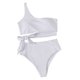 thumbnail image 1 of Traje de baño para mujer, talle alto, correa para un solo hombro, transpirable, elástico, simple, elegante, trajes de baño divididos para fiestas en la playa, blanco puro L, 1 of 5