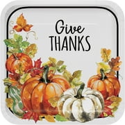Traditional Thanksgiving Paper Dinner Square Plate 10in, 10ct