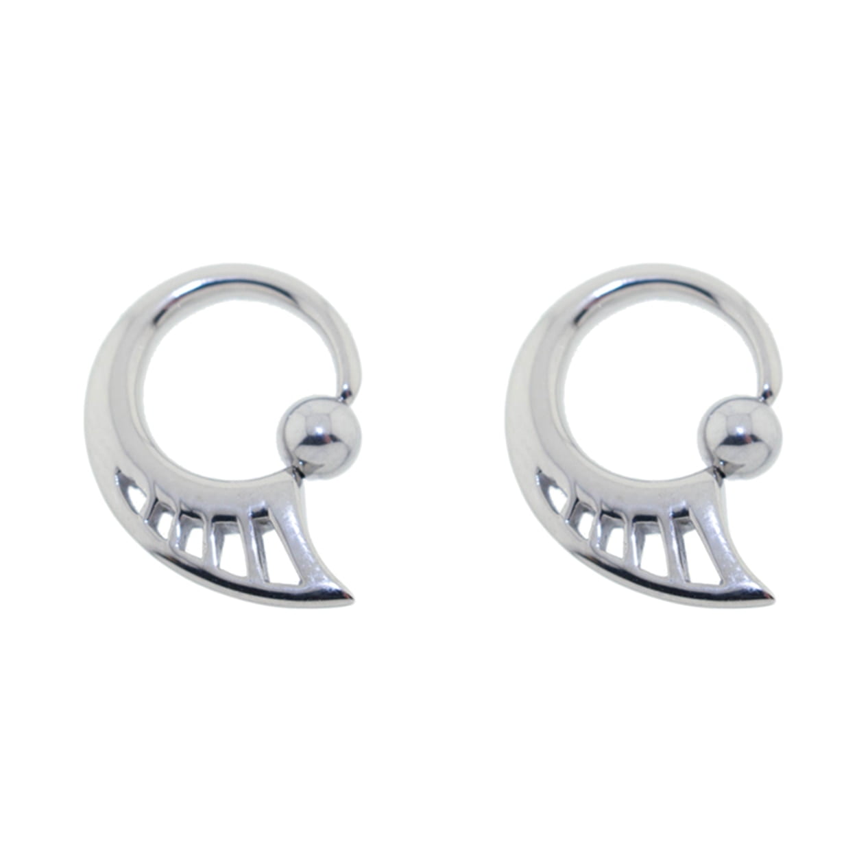 Lex & Lu Lex & Lu Pair of Cast Steel Captive Bead Hoop CBR Earrings
