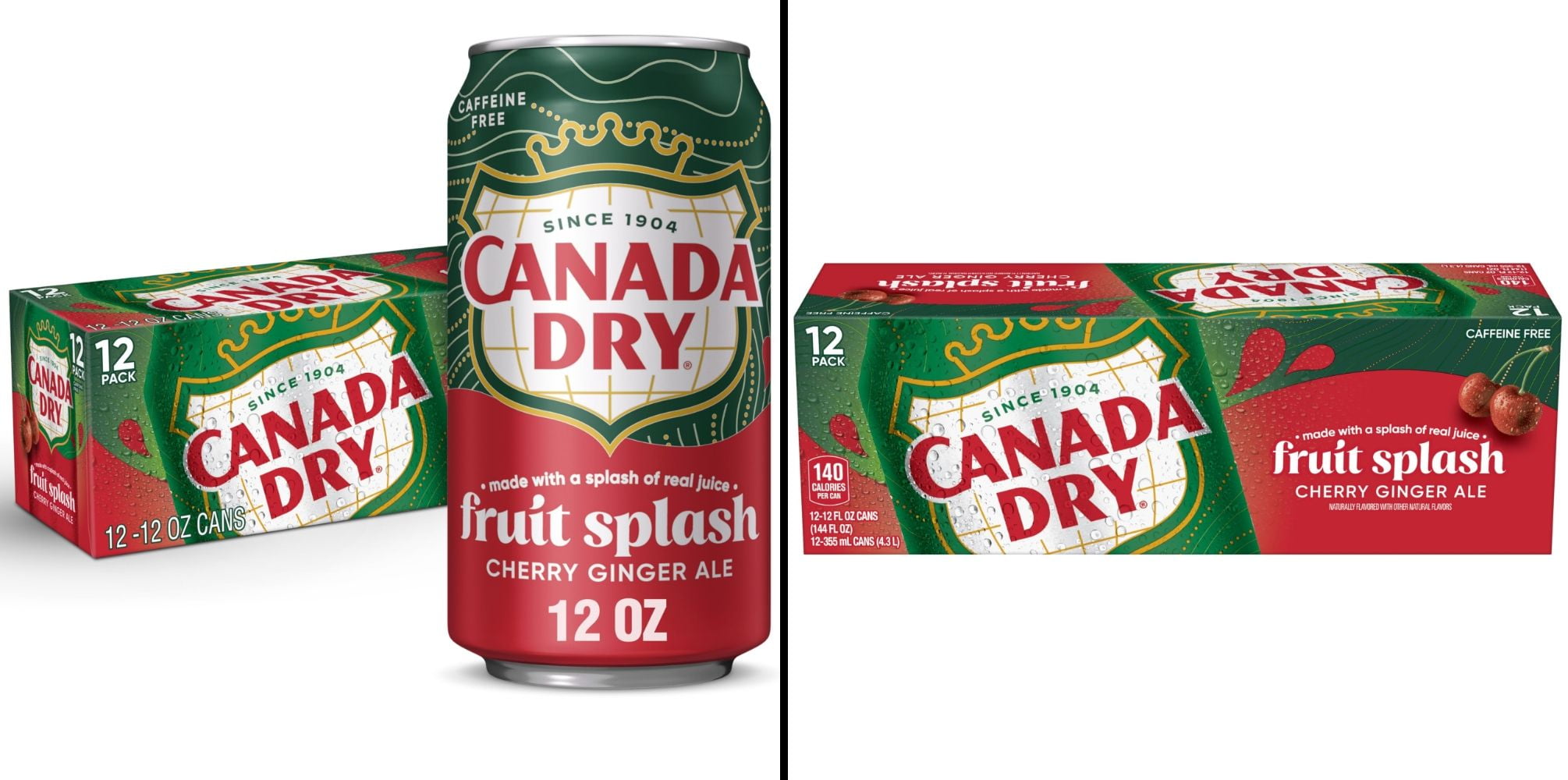 Canada Dry Cherry Ginger Ale Fruit Splash 12 fl oz Pack of 12