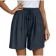 thumbnail image 2 of Karight Womens Bermuda Shorts Pull-on Retro Ruched Front Casual Baggy Cotton Linen Lightweight Straight Crop Pants Pocket, 2 of 9