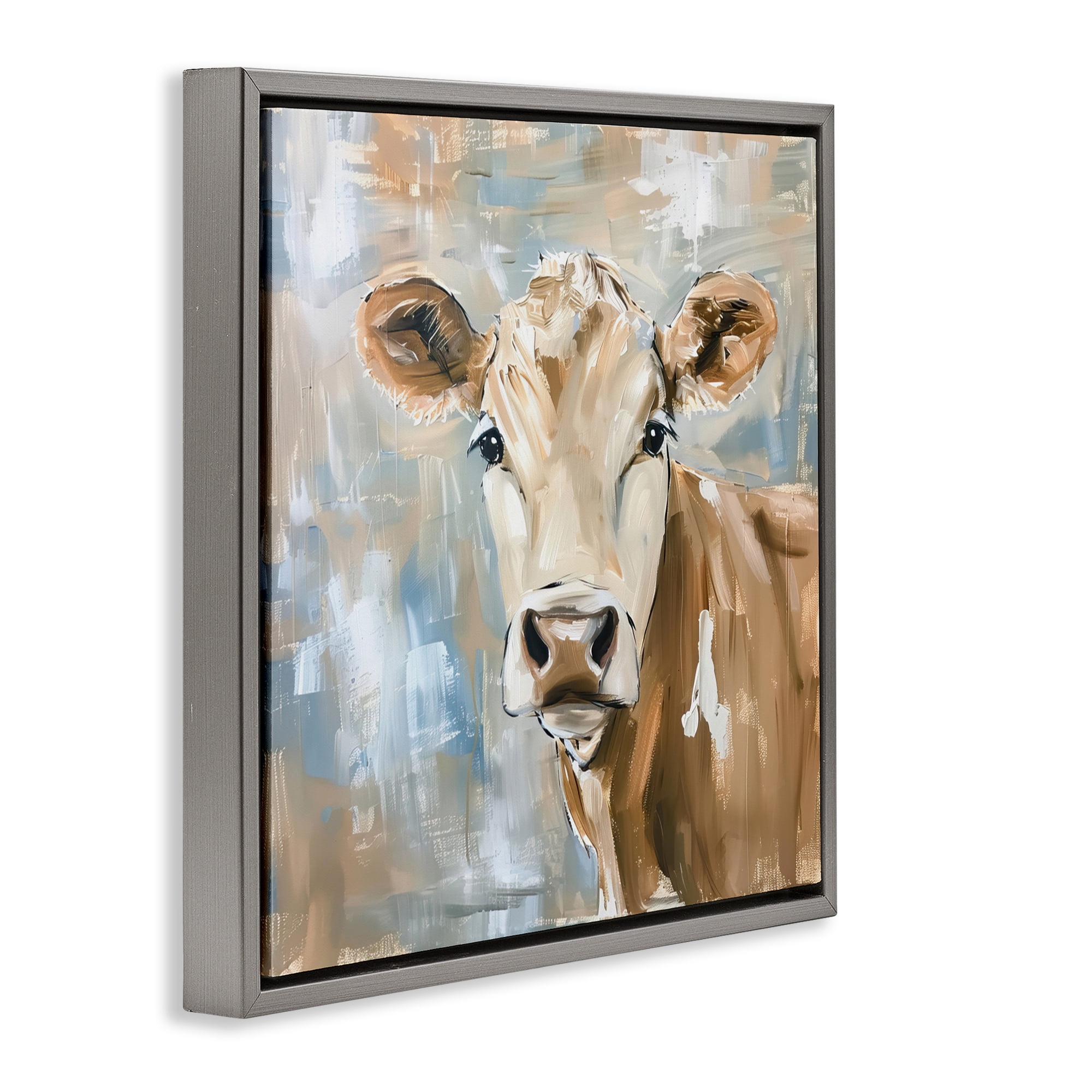 Stupell Industries The Brown Cow Abstract Gray Framed Floater Canvas Wall Art, design by Tina LeCour