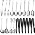 thumbnail image 1 of Tanlade Juego De Utensilios Para Servir De Acero Inoxidable, 19 Piezas, Incluye Cucharas, Tenedores, Cucharas Ranuradas, Cucharón De Sopa, Espumaderas, Servidor De Pasteles, Pinzas Para Servir Para El, 1 of 5