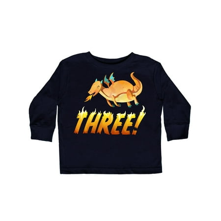

Inktastic 3rd Birthday Orange Dragon Breathing Fire Gift Toddler Boy or Toddler Girl Long Sleeve T-Shirt