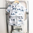 thumbnail image 2 of Boy Outfit Set Toddler Baby Boy Watercolor Floral Print Short Sleeve Button Down Shirt & Shorts 2-Piece Summer Outfit Toddler Boy Short Set, 2 of 6
