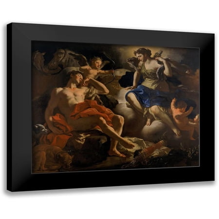 Solimena, Francesco 14x12 Black Modern Framed Museum Art Print Titled - Diana and Endymion