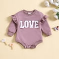 thumbnail image 3 of MEZZALL Girls Love Heart Long Sleeve Letter Prints Triangle Romper Bodysuits Leisure Dailywear, , 0-3 Months, 3 of 8