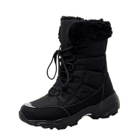 

Fall Savings Clearance Deals 2022! Hvyes Women s Winter Outdoor Plus Velvet Non-slip Mid-tube Platform Snow Boots