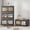 Black, variant on 880Qt Extra Large Stackable Storage Bins with Lid, 220Gal Collapsible Closet Organizer and Storage Drawers with Wheels, 4-Pack, White