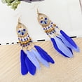 thumbnail image 4 of Dangle Earrings Fashion Beaded Artificial Feather Drop Earrings Long Earrings, 4 of 10