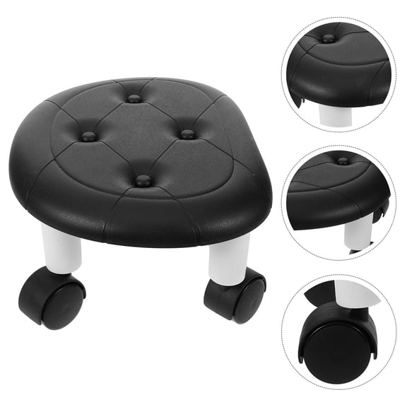WHAMVOX Swivel Rolling Low Stool with Wheels, Compact Indoor Small Stool for Shoe Changing and Home Use