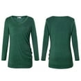 thumbnail image 3 of SWQZVT Womens Long Sleeve Shirts Casual V Neck Tops Going Out Blouses with Side Buttons Decor Green Tees, 3 of 5