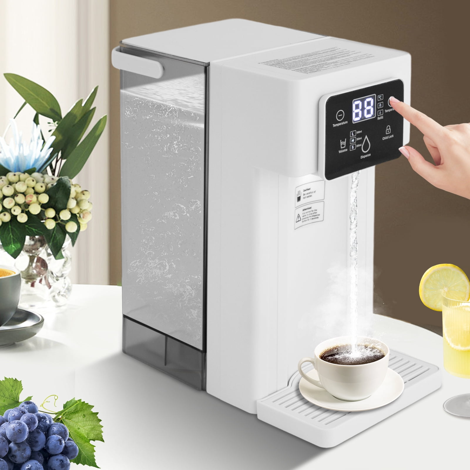 Instant Hot Water Dispenser, 1500W Rapid Heating, 0.79 Gallon Capacity, 3 Temperature Settings with Safety Lock, Compact 9.05x11.22in for Office