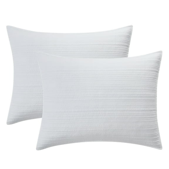 Mainstays White Garment Washed Stripe Pillow Shams, Adult, King (2 Count)